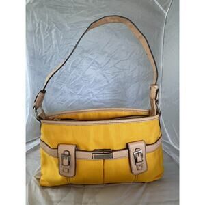 Etienne Aigner Yellow Leather Strap Accents Bag Zipper Purse